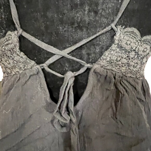 Be Cool Semi Sheer Black Floral Crochet Corset Back Flowy Blouse Size Small - Picture 5 of 5